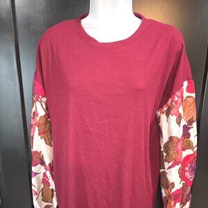 Betsey's Boutique Ribbed Floral Top Sz L